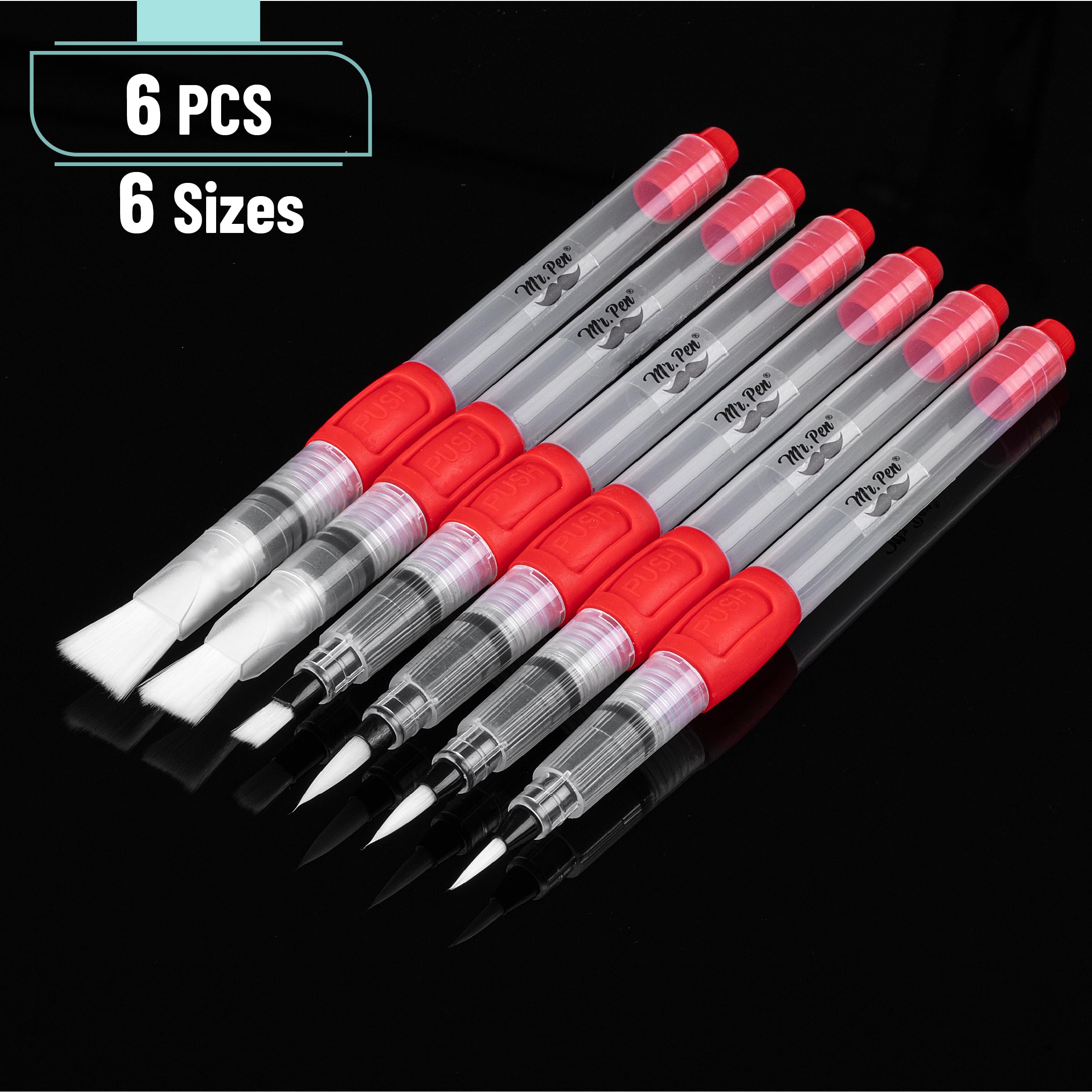 Mr. Pen- Watercolor Brush Pens, 6 Pack, Watercolor Brushes Set, Watercolor Pens for Adults Water Brush Pen, Water Color Pens - Image 2