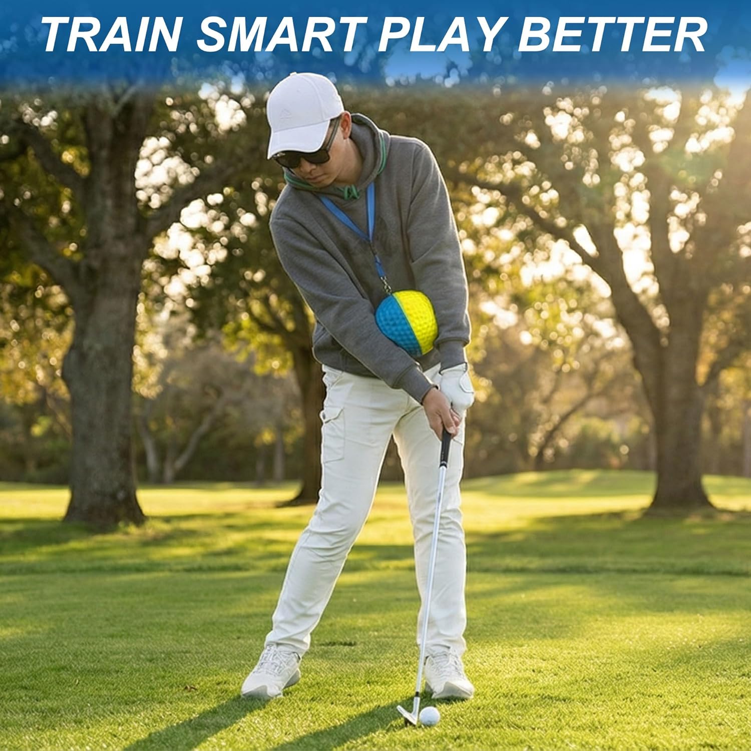Golf Swing Training Aid Ball, Swing Corrector with Lanyard for Impact Precision & Consistent Swings, Ideal Golf Training Equipment for Men Women Juniors High-Density PU Foam