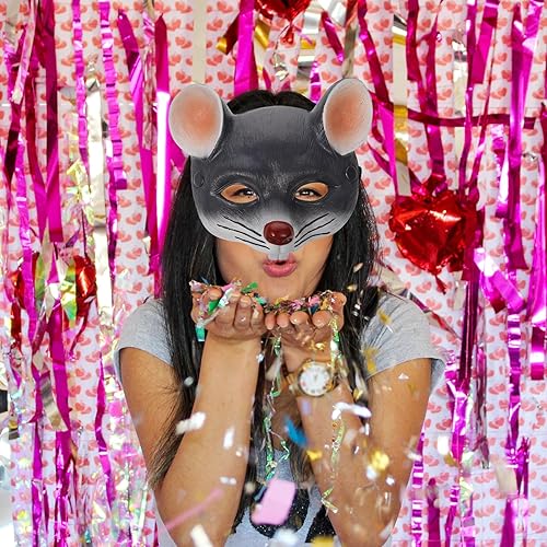 Miniatura 8 de Máscara de rata gris de carnaval, máscara de cabeza de rata cicatriz, máscara de media cara, máscara de ratón de animal, máscara de ratón 3D,
