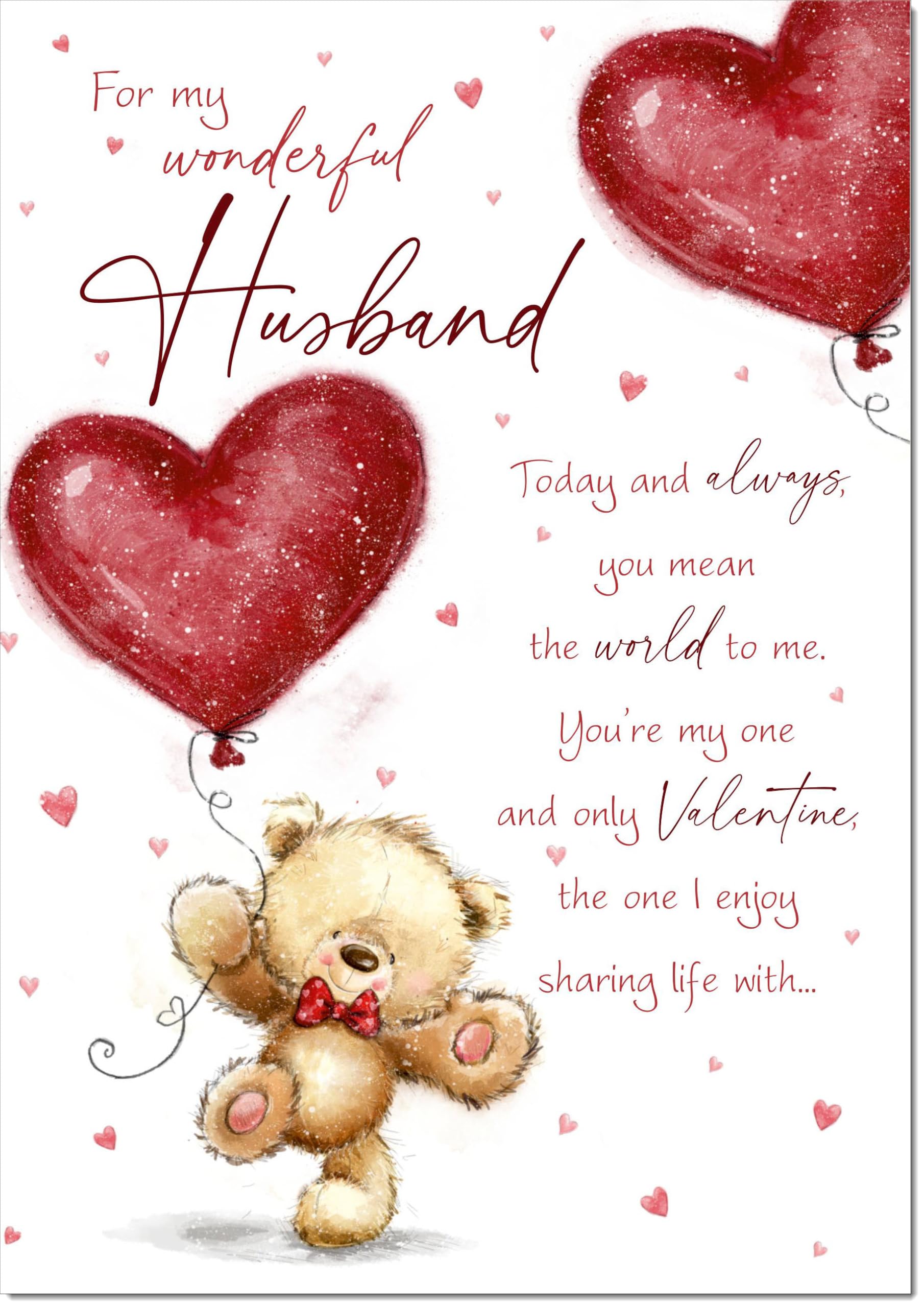 doodlecards Husband Valentine's Day Card Teddy and Balloon Large A4 Size with Plain Envelope
