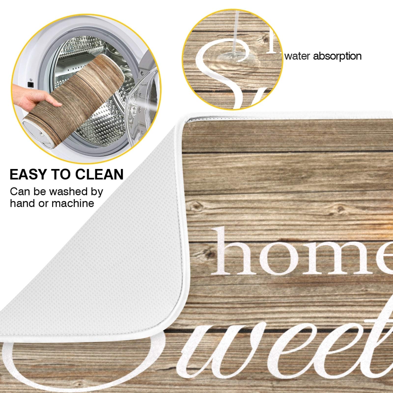 Absorbent Dish Drying Mat Autumn Sunflowers Microfiber Reversible Drying Mat for Dishes Pad for Kitchen Counter Home Sweet Home Decor 16x18 Inch