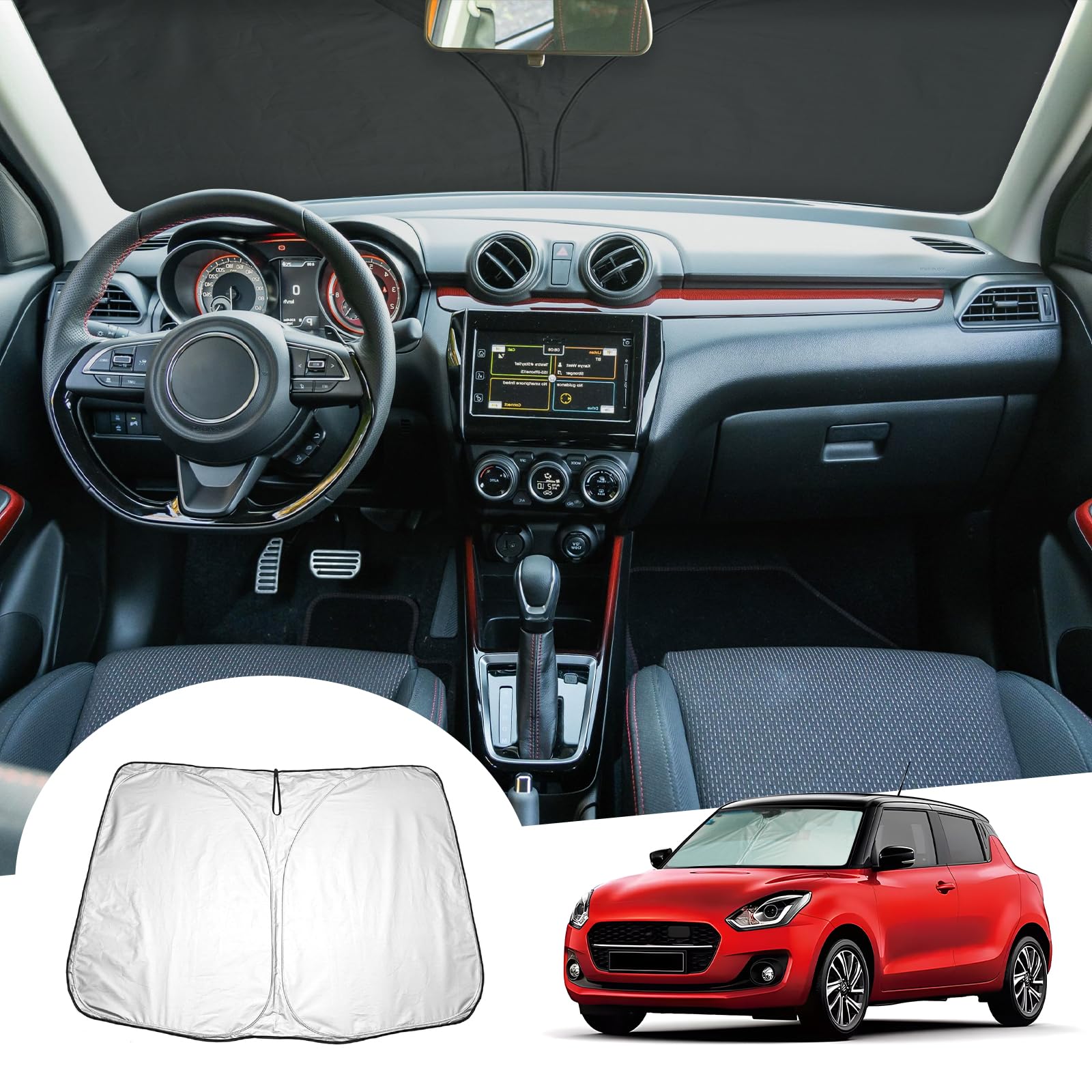 Pare-soleil ZCera Pour Suzuki Swift 2006-2016 Et Splash 2011, Droit/Gauche Avec Miroir, Intérieur (1 Jeu