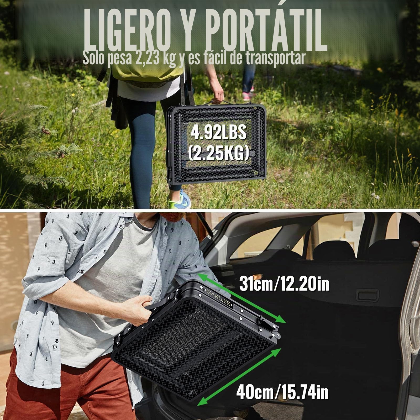 GARLLEN Mesa Plegable para Barbacoa, Mesa de Camping 3 Altura Ajustable Mesa de Picnic de Aluminio Portátil Estable 58 * 40 * 70cm