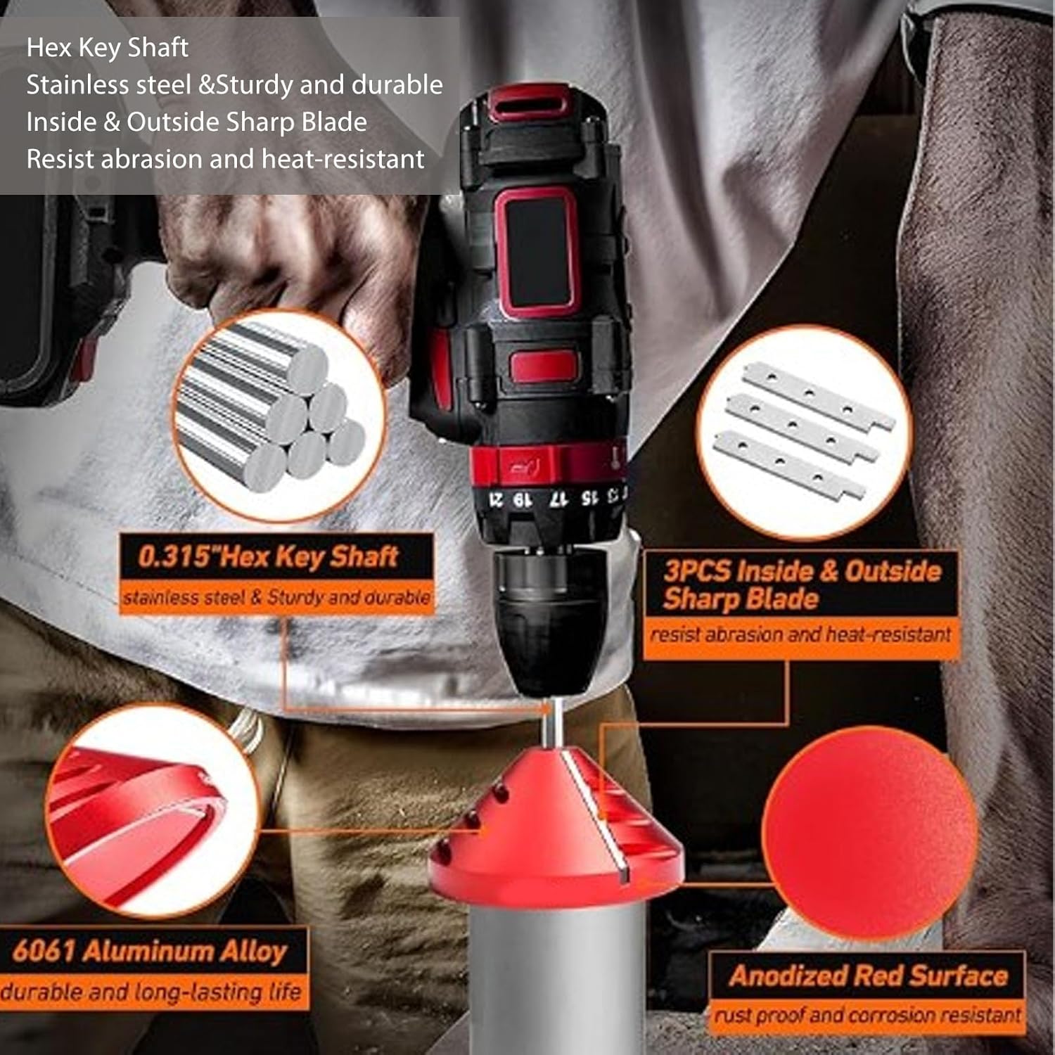 Pipe Beveling Tool, Sturdy 2 in 1 Inner Outer PVC Deburring Tool for Construction Site Pipe Chamfer Plumbing Tools Burr Remover for PVC CPVC ABS PP PE Pipes