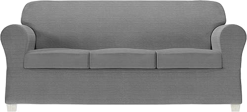 Miniatura 24 de Zenna Home Funda elástica de felpilla para sofá, níquel satinado/plateado, funda de 2 piezas, suave y elástica para sofás, tela resistente a