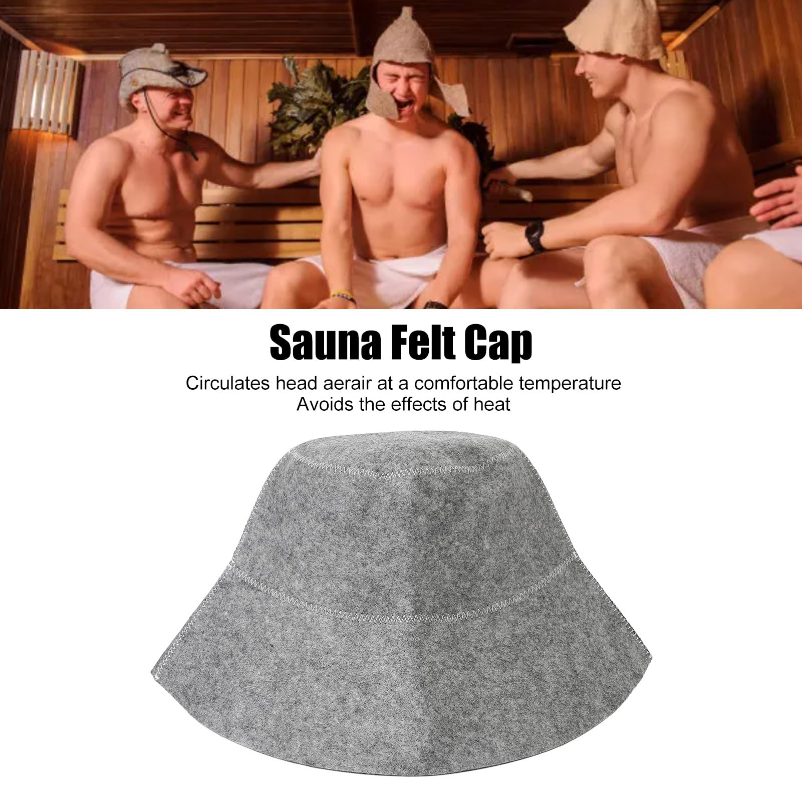 Dioche 2PCS Sauna Hats Comfortable Water Absorption Breathable Felt Shower for Bath Accessories Gray, Hair