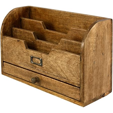 Vintage Style Wooden Letter Rack With Drawer : Amazon.co.uk: Home & Kitchen