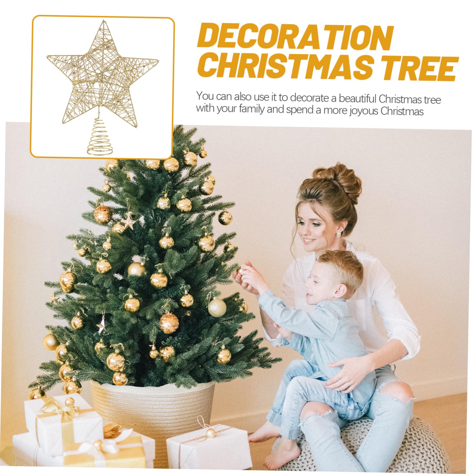 Cabilock Puntale Stella per Albero di Natale Ornamento Stella per Albero di Natale Decorazione Articoli Natalizi