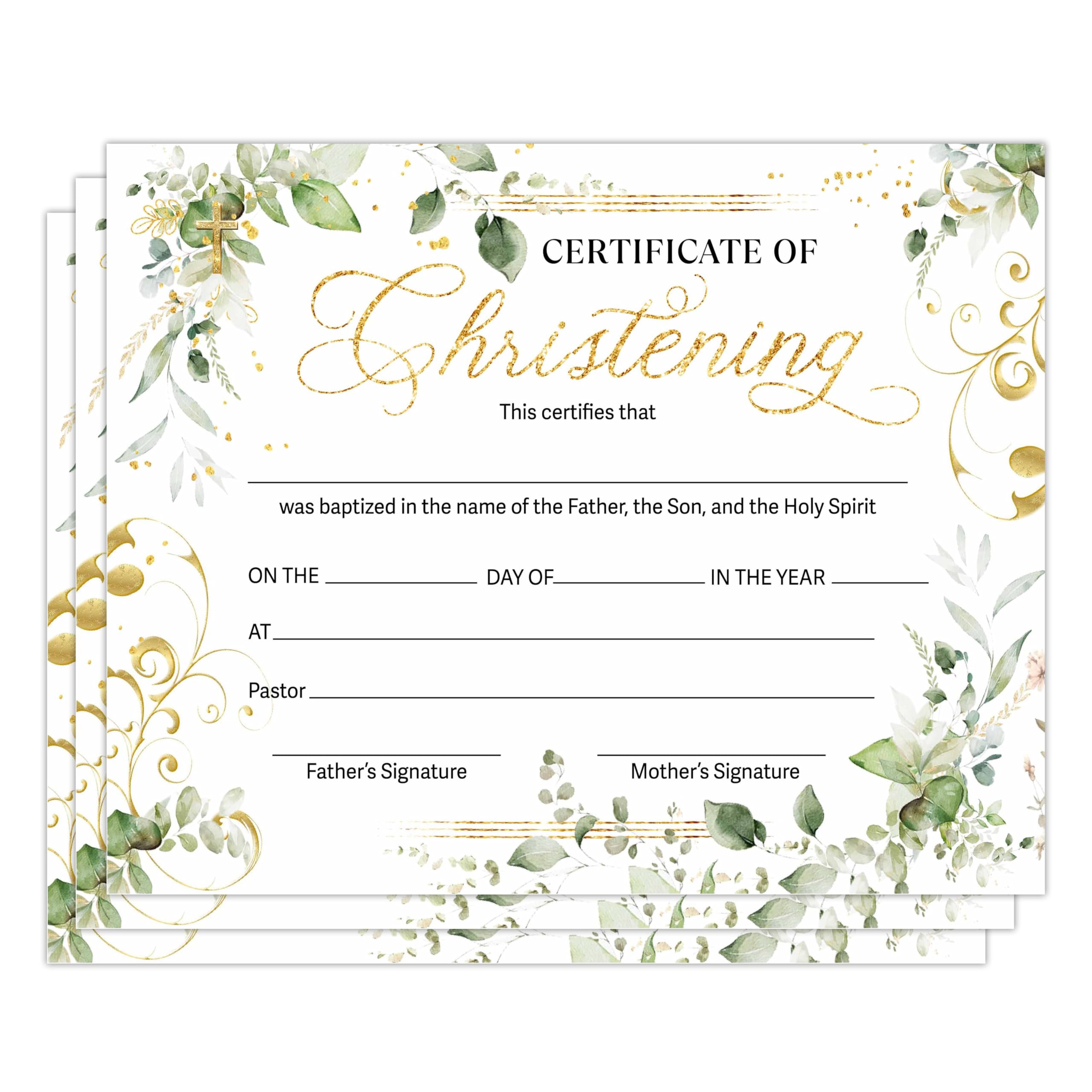 Certificate of Christening for Church, Floral Theme Child Dedication Certificates Paper, Dedication Christening Gifts for Girls Boys, Baptismal Award