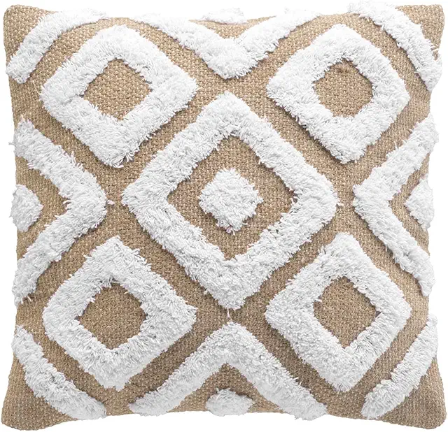 Funda de cojín de yute y algodón Damia 40x40 cm - Cojín yute natural con cremallera