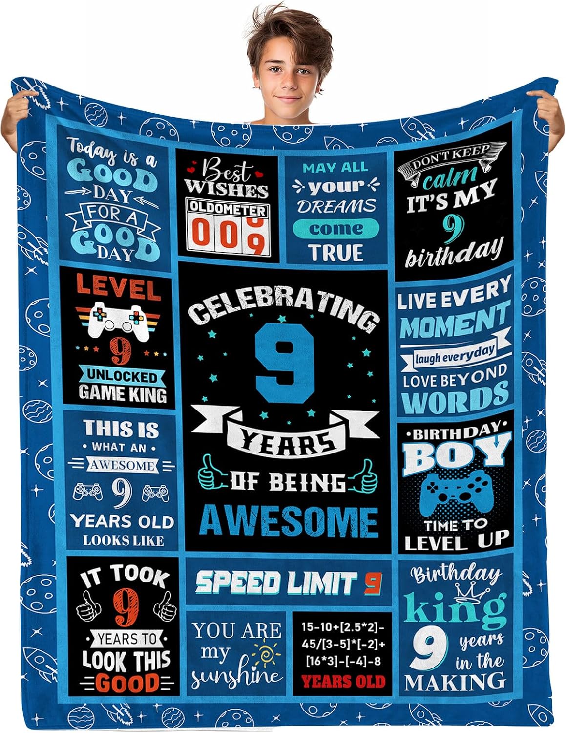 9 Year Old Girl Birthday Gifts, Gifts for 9 Year Old Girls, Happy 9th Birthday Throw Blanket 50 x 60 Inch, 9th Birthday Decorations for Girls