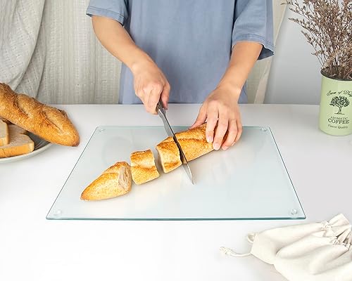 Miniatura 3 de Tabla de cortar de vidrio Kitchenville 16"x12" Protector de encimera de vidrio templado para cocina - Duradero - Resistente a los arañazos, a prueba