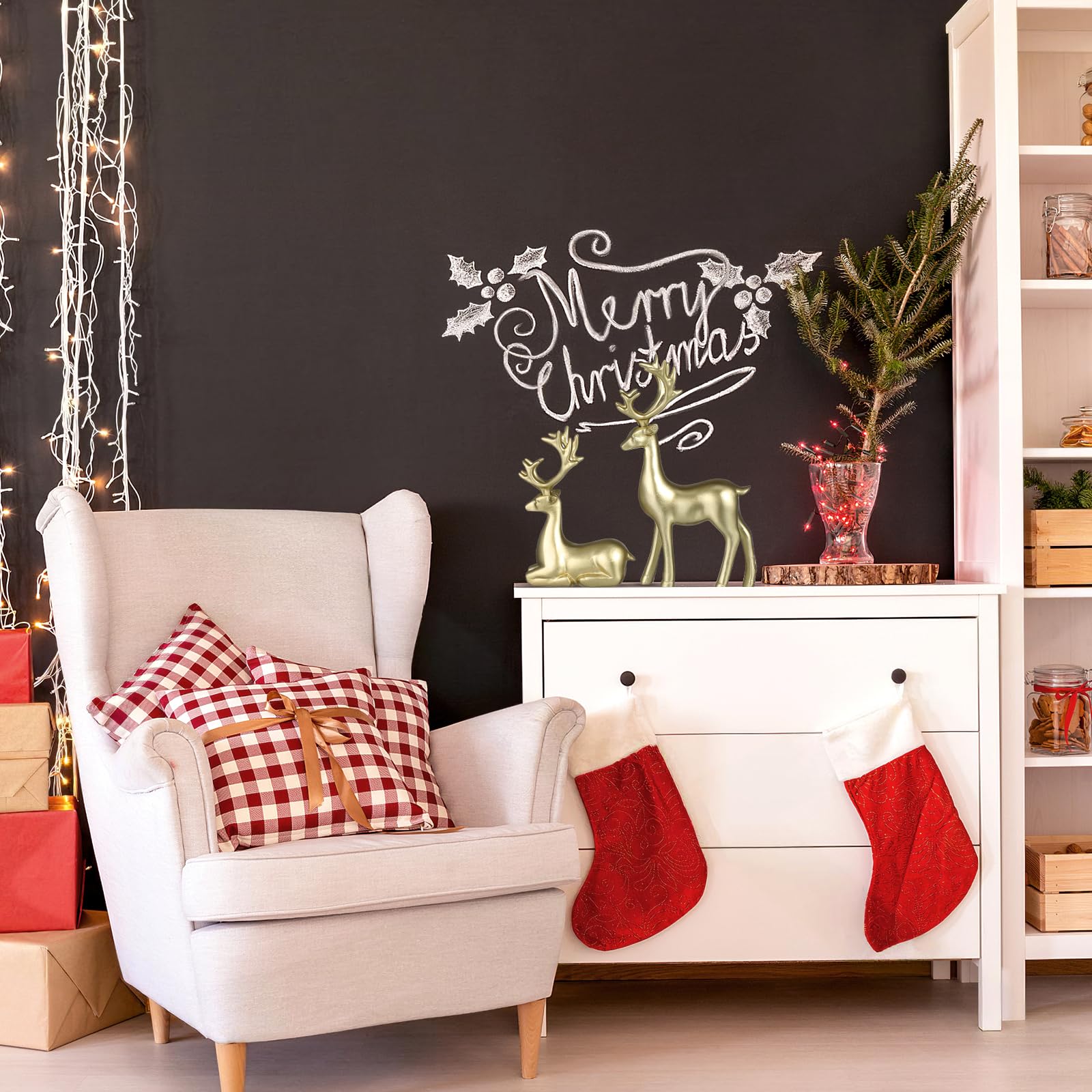 2stücke Dekorative Harz-elch Figuren Für Weihnachten Tischdekoration Und Party-Accessoires Für Zuhause Und Fotografie