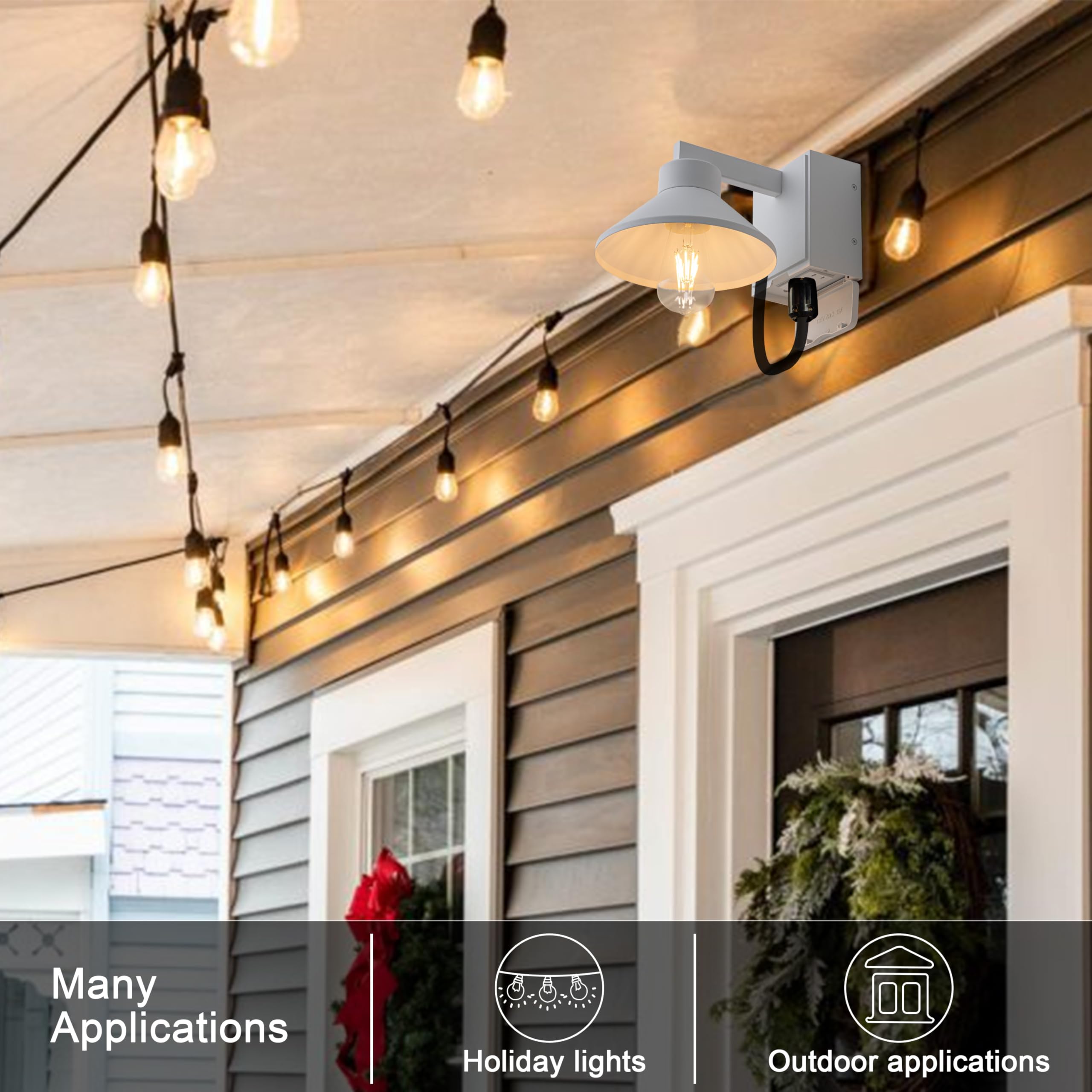Applique da parete per esterni con uscita GFCI bianco opaco impermeabile antiruggine alluminio esterno illuminazione fienile montaggio a parete luce portico anteriore con presa
