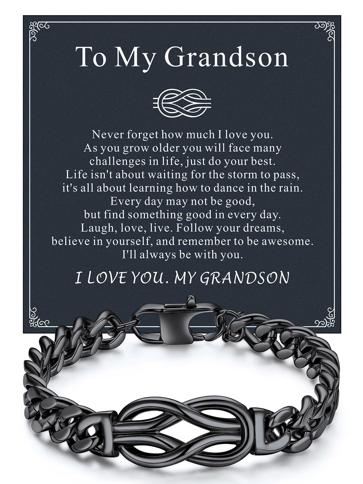 Richsteel Love Kont Bracelet Gift for Men Stainless Steel Infinity Bracelets Love Link Forever Promise Gifts for Father's Day Birthday Anniversary