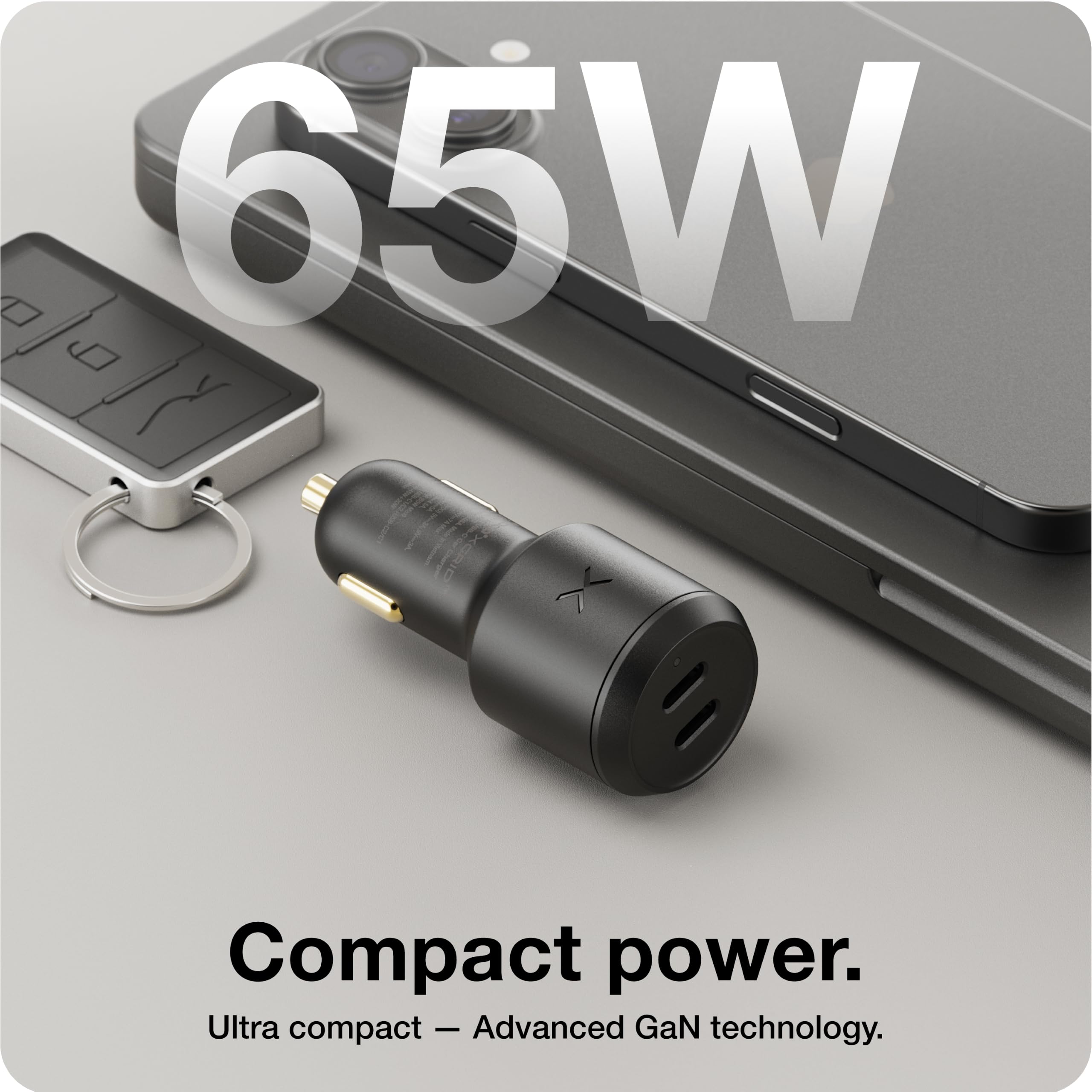 NOCO XGrid XV65 Caricatore Auto USB-C 65W 2 Porte GaN Ricarica Rapida | Ricarica rapida per MacBook Air, iPhone 17 / 16 / 15, iPad Pro, Samsung Galaxy S25, AirPods, Switch e altri