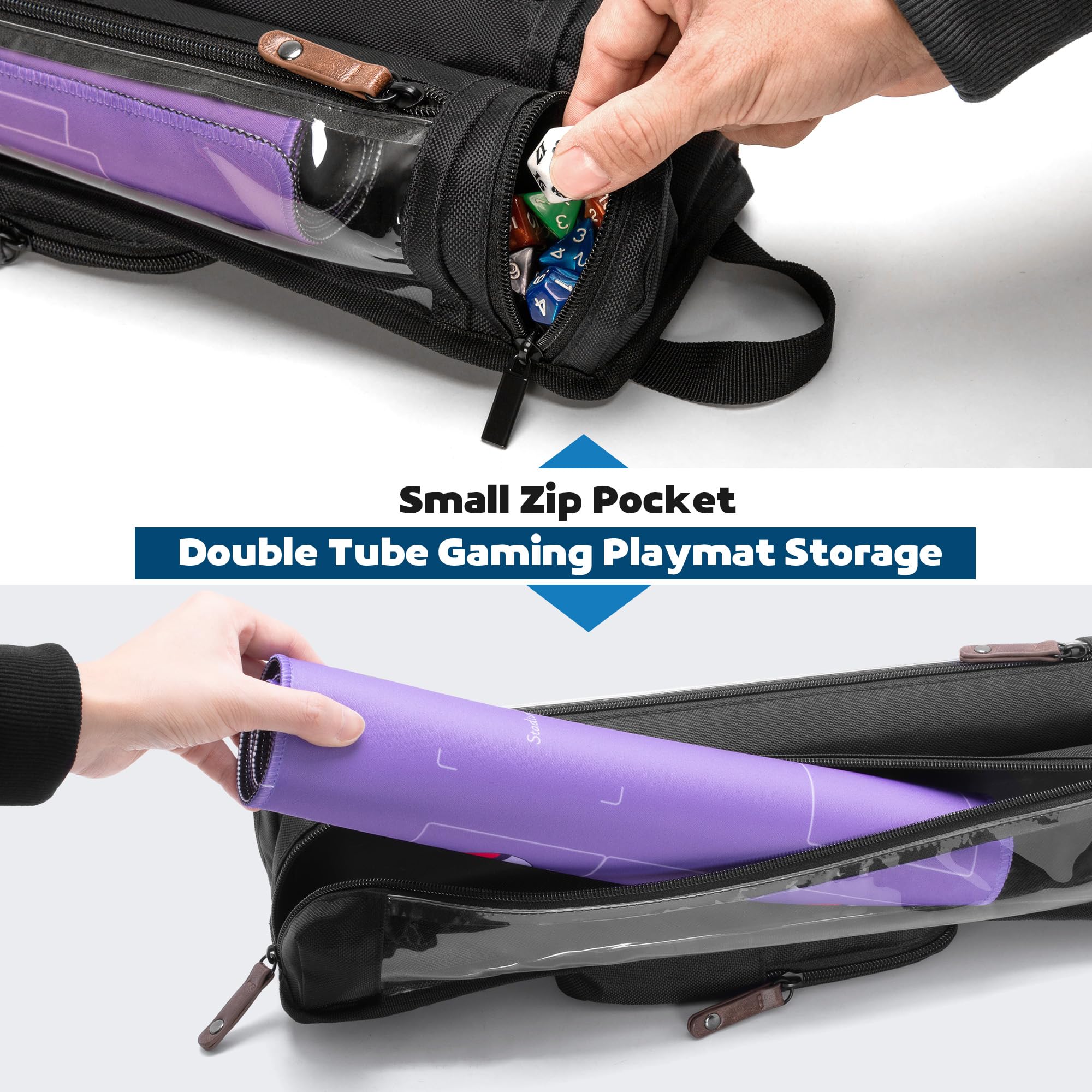 Rexmica Playmat Tube Case for 2 PCS W35.6 x L61 cm Mat, Play Game Mat Storage Holder Container with Support Pane - Image 2