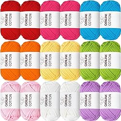 Timgle 18 Pack Beginners Crochet Yarn Cotton Yarn for Crocheting and Knitting with Easy to See Stitches Cotton Nylon Blend Yarn for Crochet Kit Making(Vivid Colors)