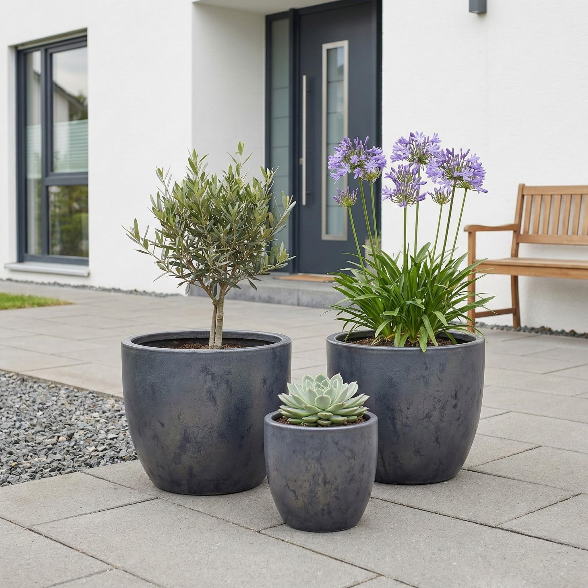 Teramico Premium plantenbak keramiek geglazuurd - 100% vorstbestendig & handwerk. Bloempot met gat voor buiten en binnen. Hoogwaardige sierpot unicum winterbestendig (groen, 48cm x 41cm