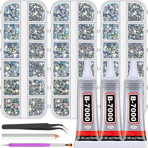 Pegamento de diamantes de imitación B7000 con 14000 diamantes de imitación para manualidades, kit de diamantes de imitación AB transparentes