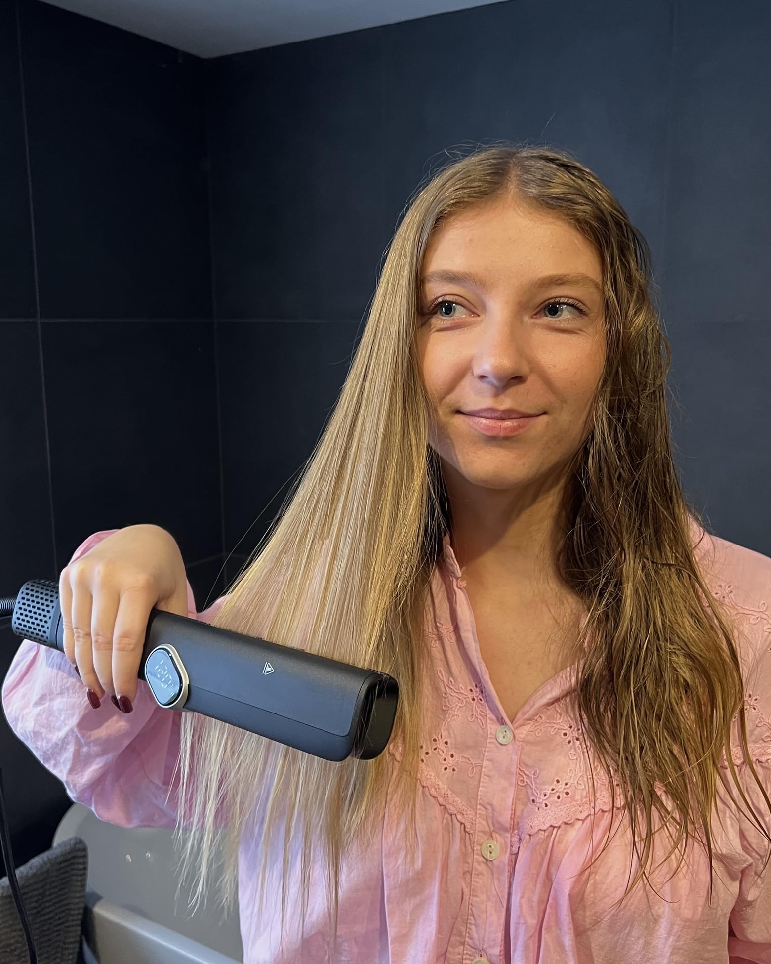 SENYA Piastra per capelli Fusion – senza piastre riscaldanti – liscia e asciutta allo stesso tempo – Asciugacapelli Wet & Dry – senza danni termici – Display LED per temperatura