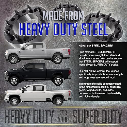 Miniatura 2 de Wheel Accessories Parts 1 pieza de espaciadores de rueda centrados en cubo de acero 8 en 6.50 2 pulgadas de grosor M14x1.5 14x1.5 14x1.5 pernos de