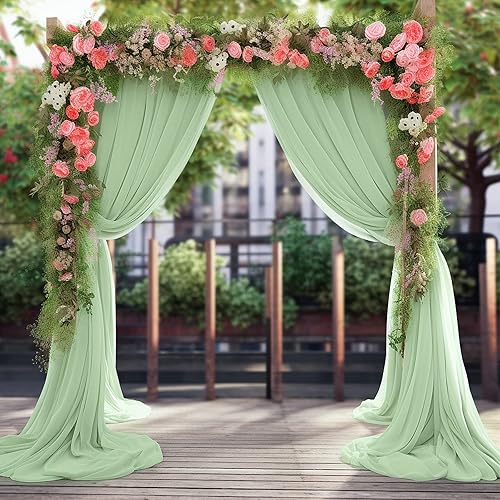 Miniatura 5 de Cortinas de arco de boda verde salvia, tela drapeada de arco de boda para ceremonia, fiesta, cortinas de techo de 6 yardas
