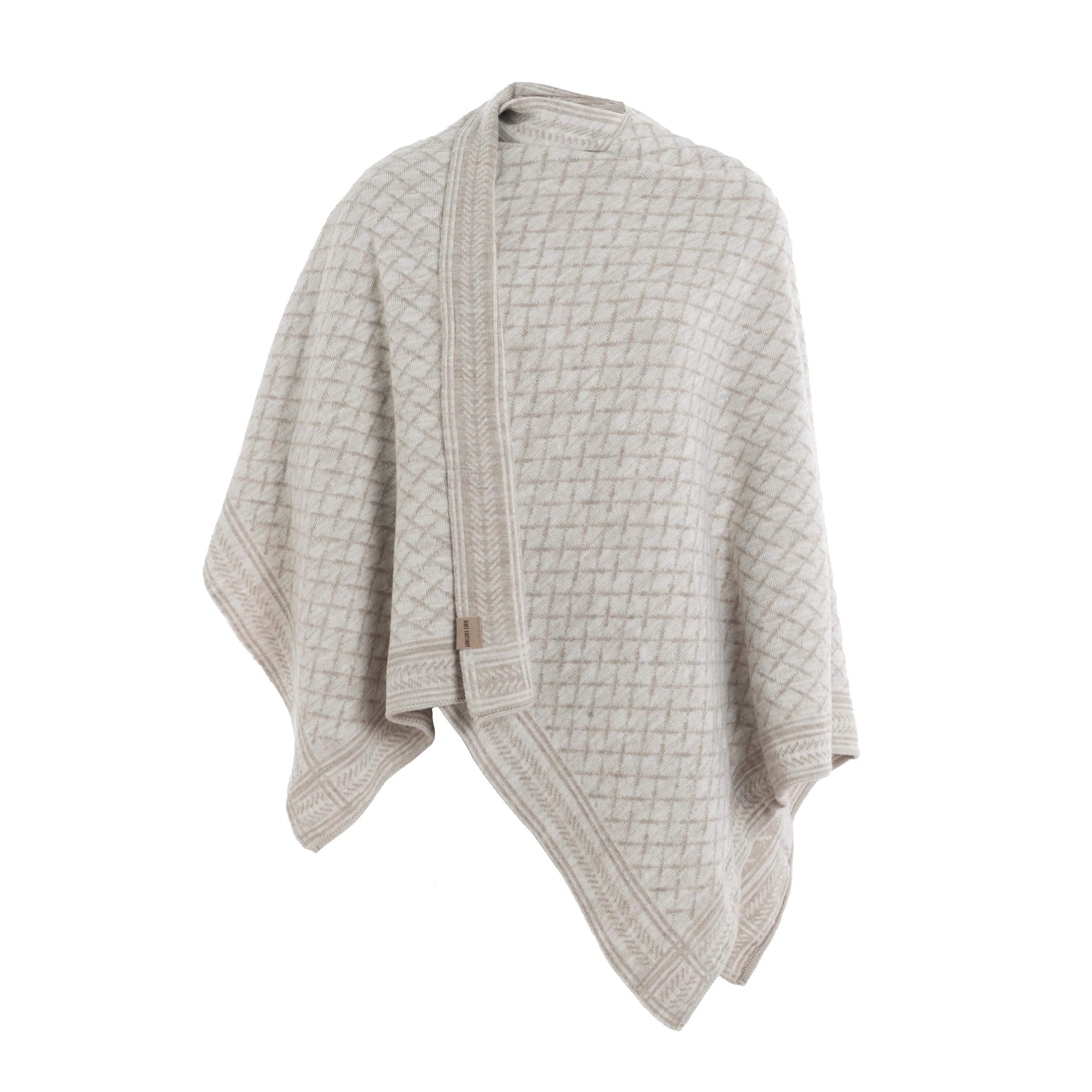 Knit Factory Women's Iced Clay/Beige - Dusk Shawl Wrap - Knitted Poncho - Winter Poncho - Cape Coat - Shawls And Wraps - Blanket Scarf - One Size