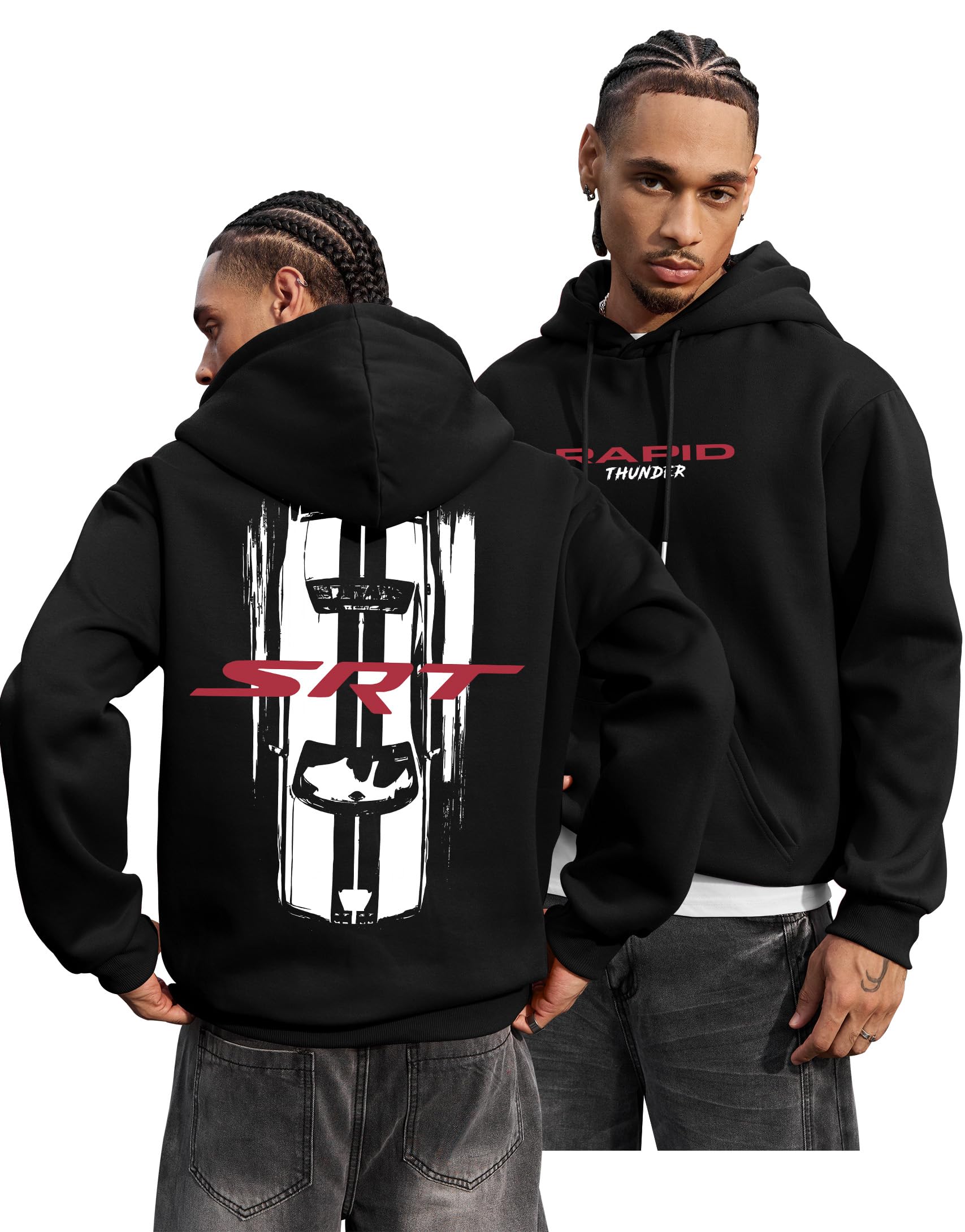 Men Fleece Lined Streetwear Hoodies Graphic Oversized Sweatshirt