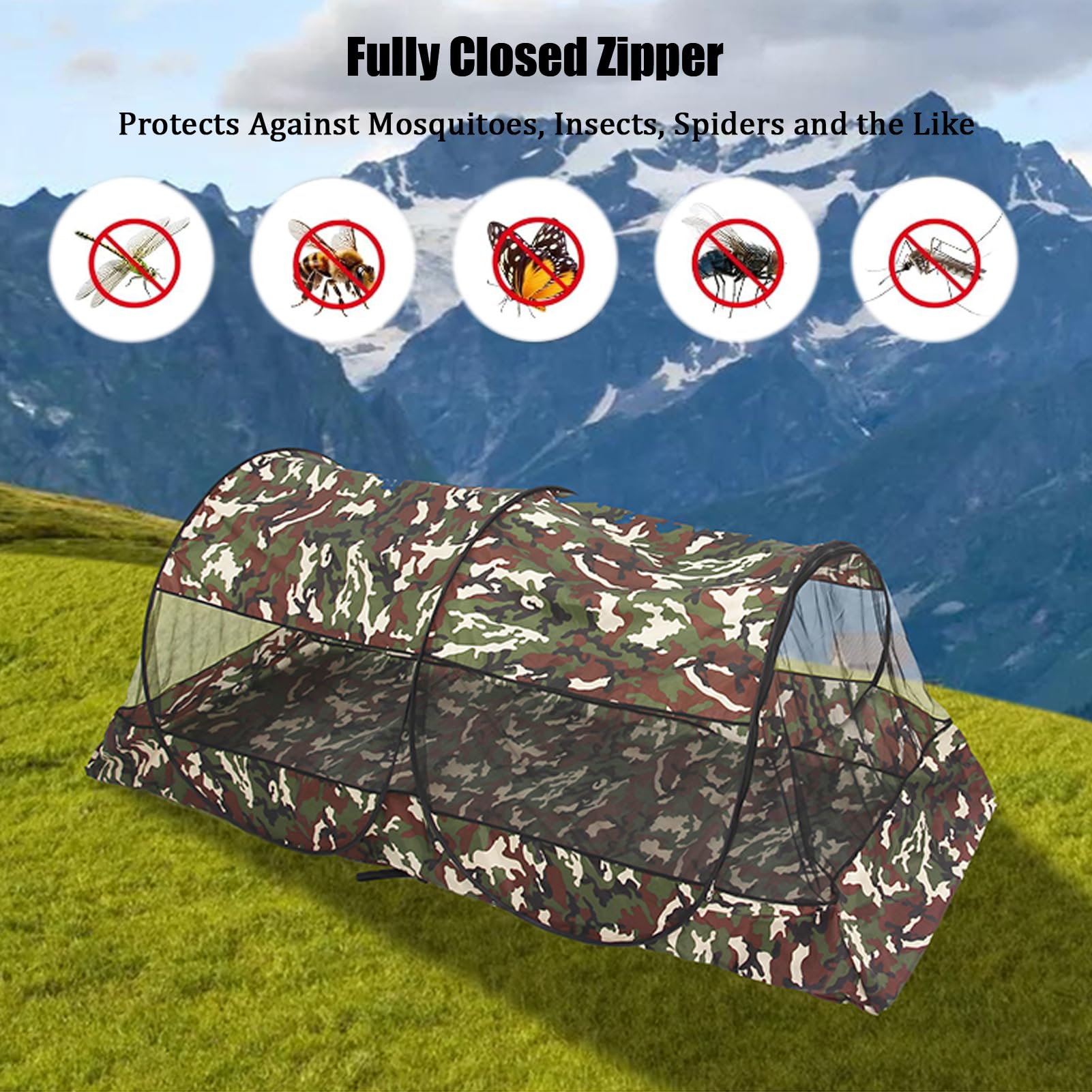 Zanzariera pop-up da campeggio all'aperto, grande zanzariera pieghevole portatile a rete multifunzionale installazione gratuita con borsa per il trasporto per letto, campeggio, viaggi, patio (220 x