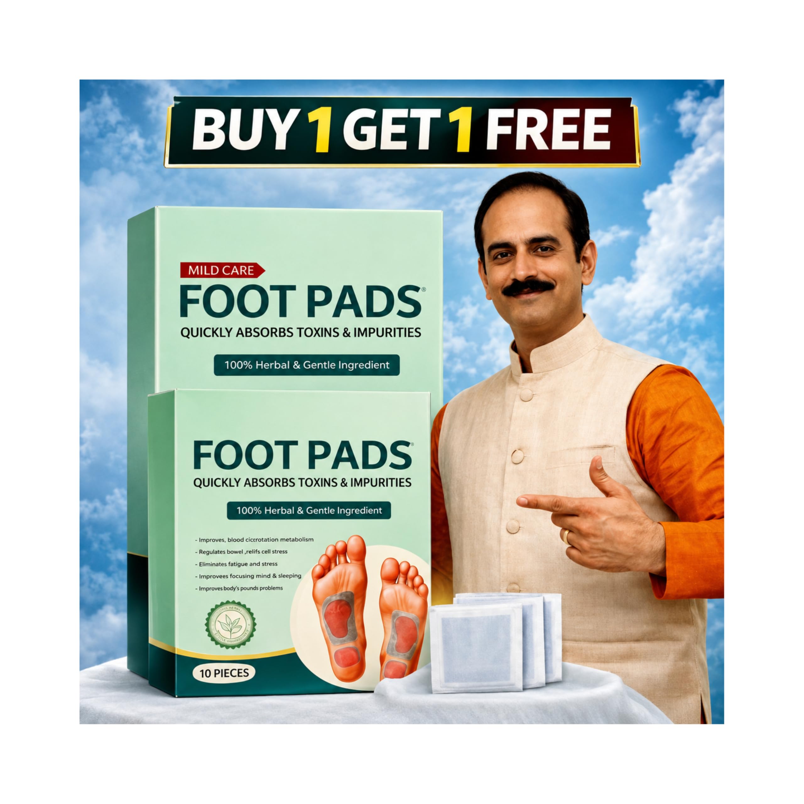 [BRSRYFT7OUCR6CD7] Detox Foot 10 Patches Pack of 2 Ginger Herbal Foot Pads for Overnight Foot Care Natural-Inspired Patches for Women & Men Easy Apply Nighttime Care Pads