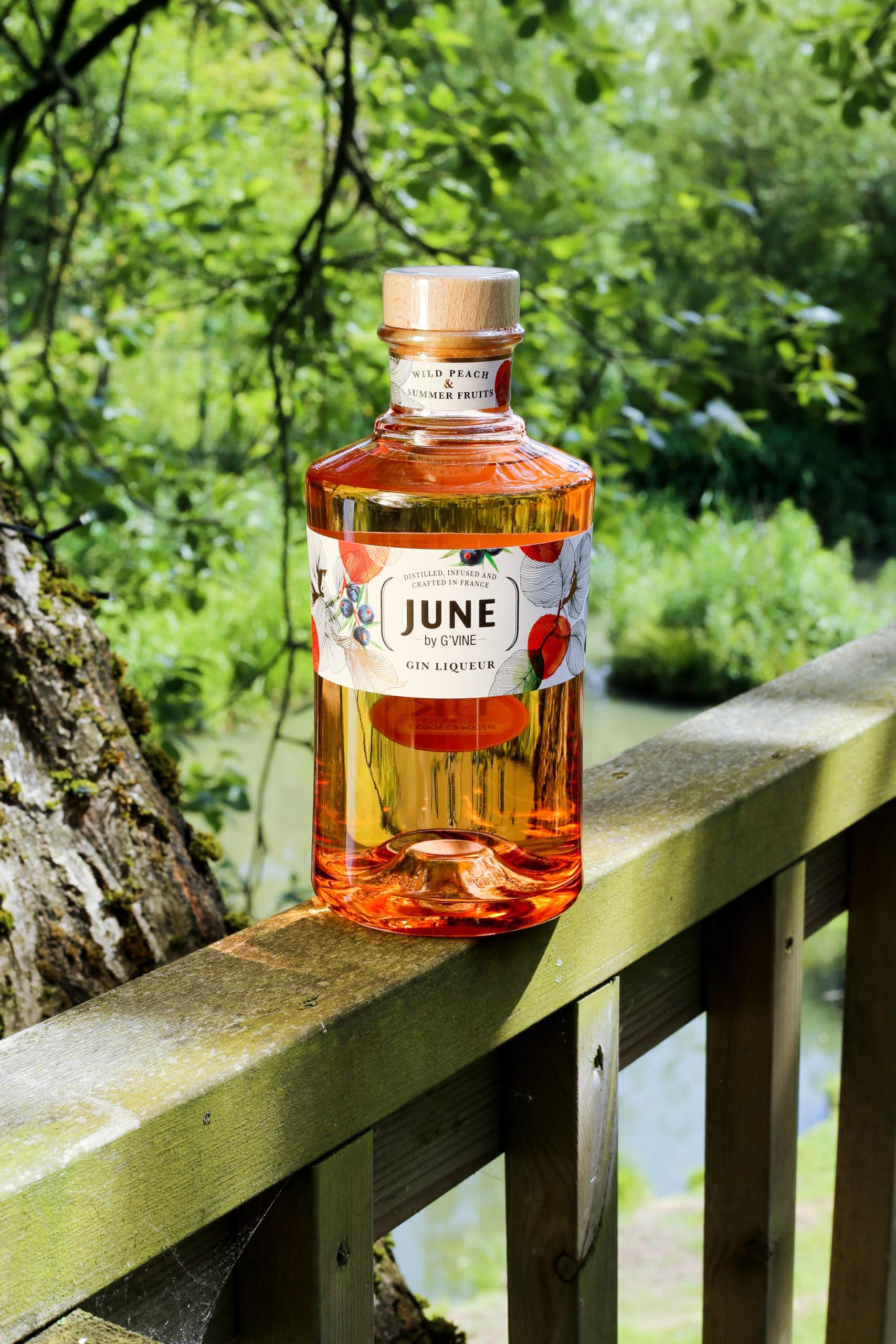 June Gin Melocotón - 700 ml, 37.5º - Ginebra aroma de Melocotón y Frutas del Verano - Elaborada para la creación de cócteles - Sin Gluten (Paquete de 2)