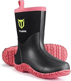 TIDEWE Rubber Boots for Women with Steel Shank, 6mm Neoprene Waterproof Insulated Mid Calf