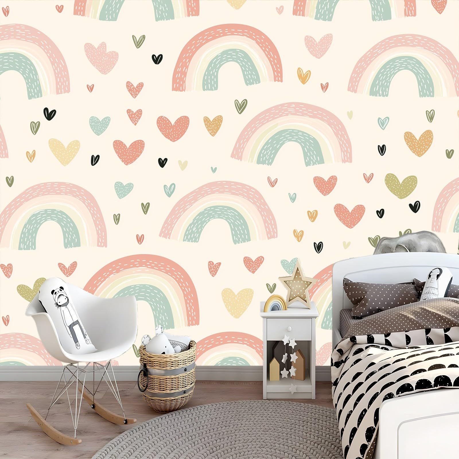 Panoramiquemignon tapeta kolorowe serce kreskówki 250 x 175 cm (szer. x wys.) ogromny plakat ścienny niestandardowy 3D do salonu dekoracja ścienna do pokoju dziecięcego nowoczesna dekoracja ścienna z