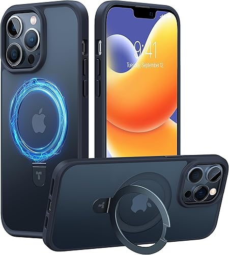TORRAS Funda magnética UPRO Ostand para iPhone 13 Pro de 61 pulgadas compatible con MagSafe parte trasera dura mate con borde de silicona suave