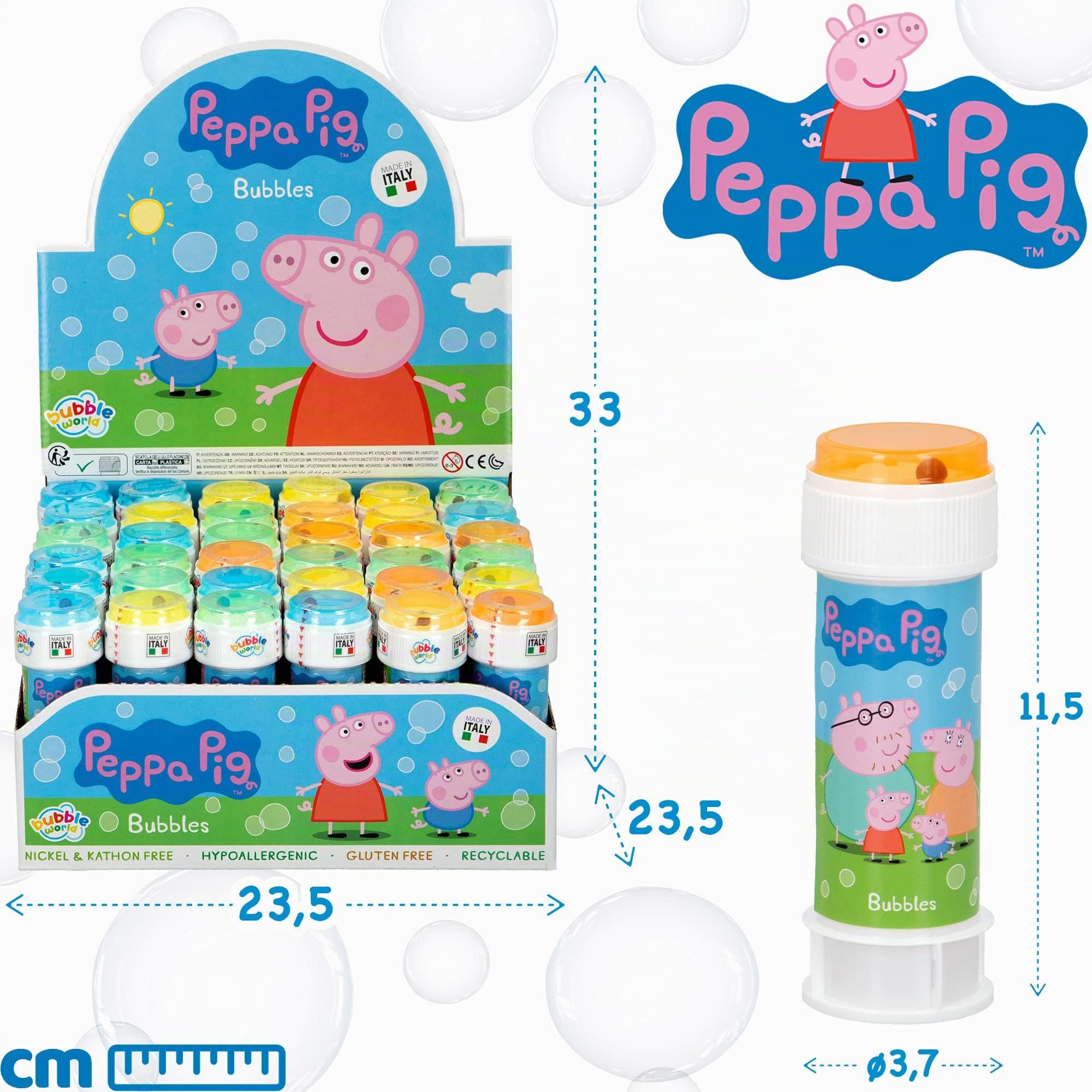 Dulcop Espositore da 36 Tubi Bolle di Sapone Peppa Pig