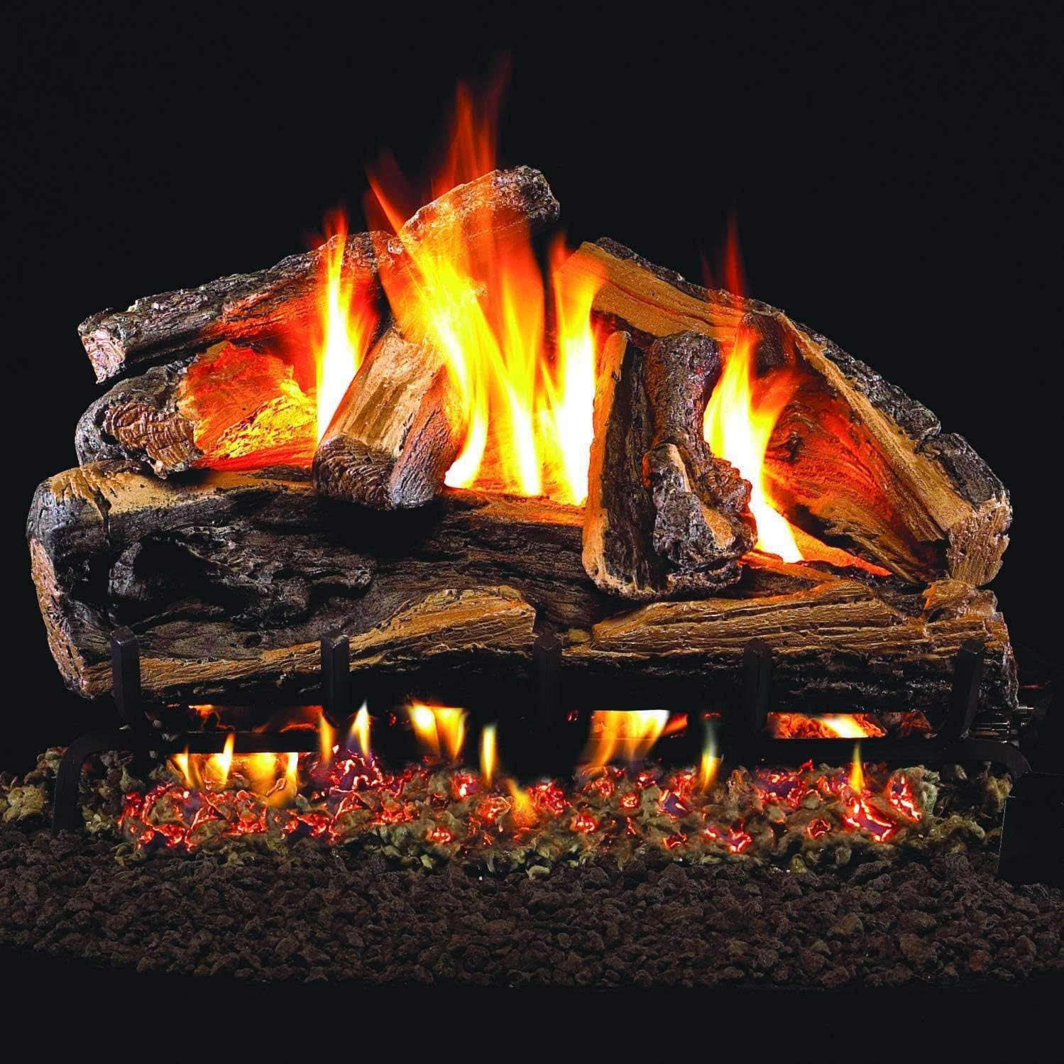 Peterson Real Fyre 24-Inch Rugged Split Oak Gas Log Set with Vented Natural Gas G4 Burner - Manual Safety Pilot