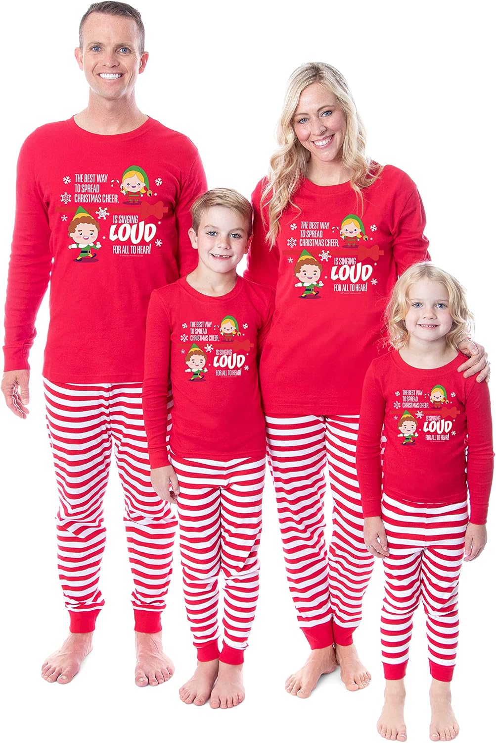 INTIMO Elf The Movie Buddy Singing Loud For All To Hear Christmas Cheer 2 Piece Tight Fit Family Pajama Set