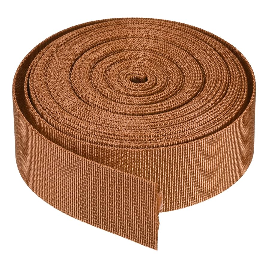 Sourcing Map Flat Nylon Webbing Strap 1.5 Inch 10 Yards Light Brown For