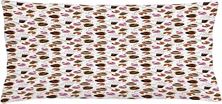 Lunarable Coffee Throw Pillow Cushion Cover, Coffee Cups Takeaways and Sweets Cherry Cupcake Croissant American Breakfast Culture, Decorative Rectangle Accent Pillow Case, 36" X 16", Multicolor