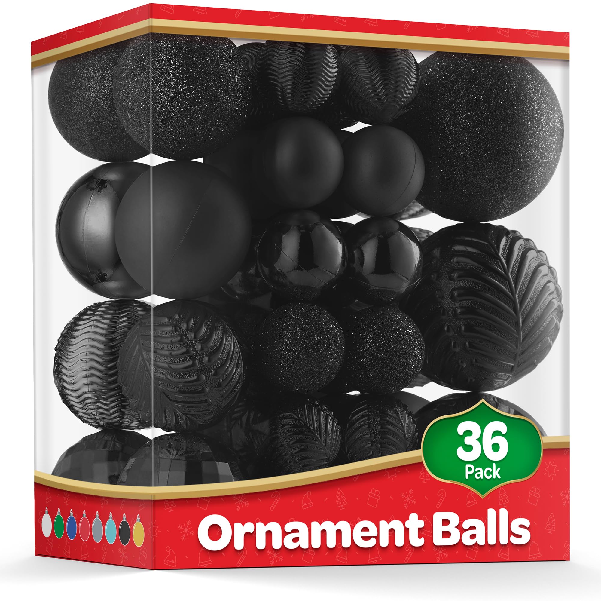 Amazon.com: Christmas Ornaments Set of 36 - Beautiful [Black] Christmas ...