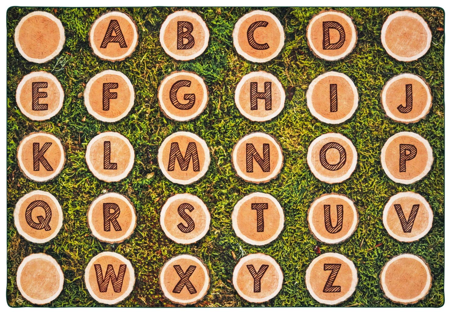 Carpets for Kids 60618 Alphabet Tree Rounds Literacy Seating Classroom Rug 8ft x 12ft Rectangle Brown