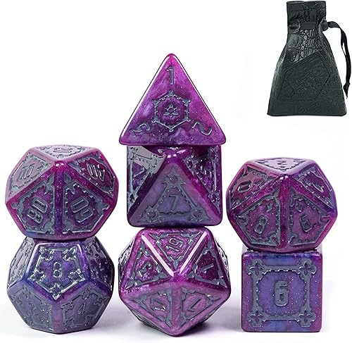 cusdie 7 dados gigantes DND de 0.98 pulgadas con bolsa de dados de ojo de dragón, juego de dados poliédricos, dados D&D para Calabozos y Dragones,