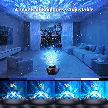 Galaksi LED projektör, zamanlayıcı/uzaktan kumandalı, çocuklar için Bluetooth hoparlörlü