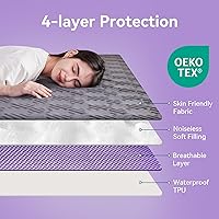 Vista 2 de BDEUS Protector de colchón impermeable tamaño individual con correas, funda de cama silenciosa con bolsillo profundo ajustable de hasta 18 pulgadas