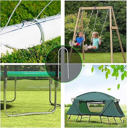 Miniatura 2 de Anclajes de estacas para trampolín resistentes, estacas de viento alto en forma de U, extremos afilados, anclaje de tierra de acero galvanizado de
