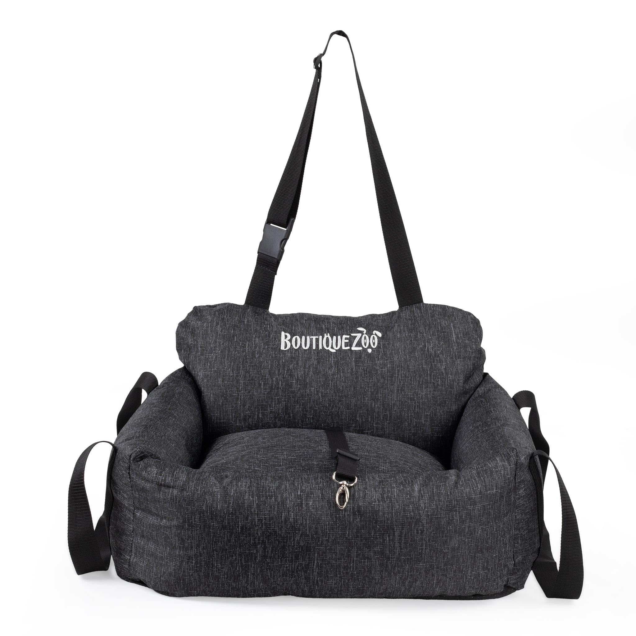 Luxuriös Auto Sitz für Hunde | Autositz für Rückbank, Vordersitz | Universal Waschbar für Hunde und Katzen | Polyester | Größe: 55 x 65 cm | Farbe: Schwarz