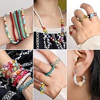 Vista 7 de FANDAMEI Cordón elástico de 0.020 in, cordón elástico de cuentas de cristal para hacer joyas, cordón elástico transparente para abalorios, hilo