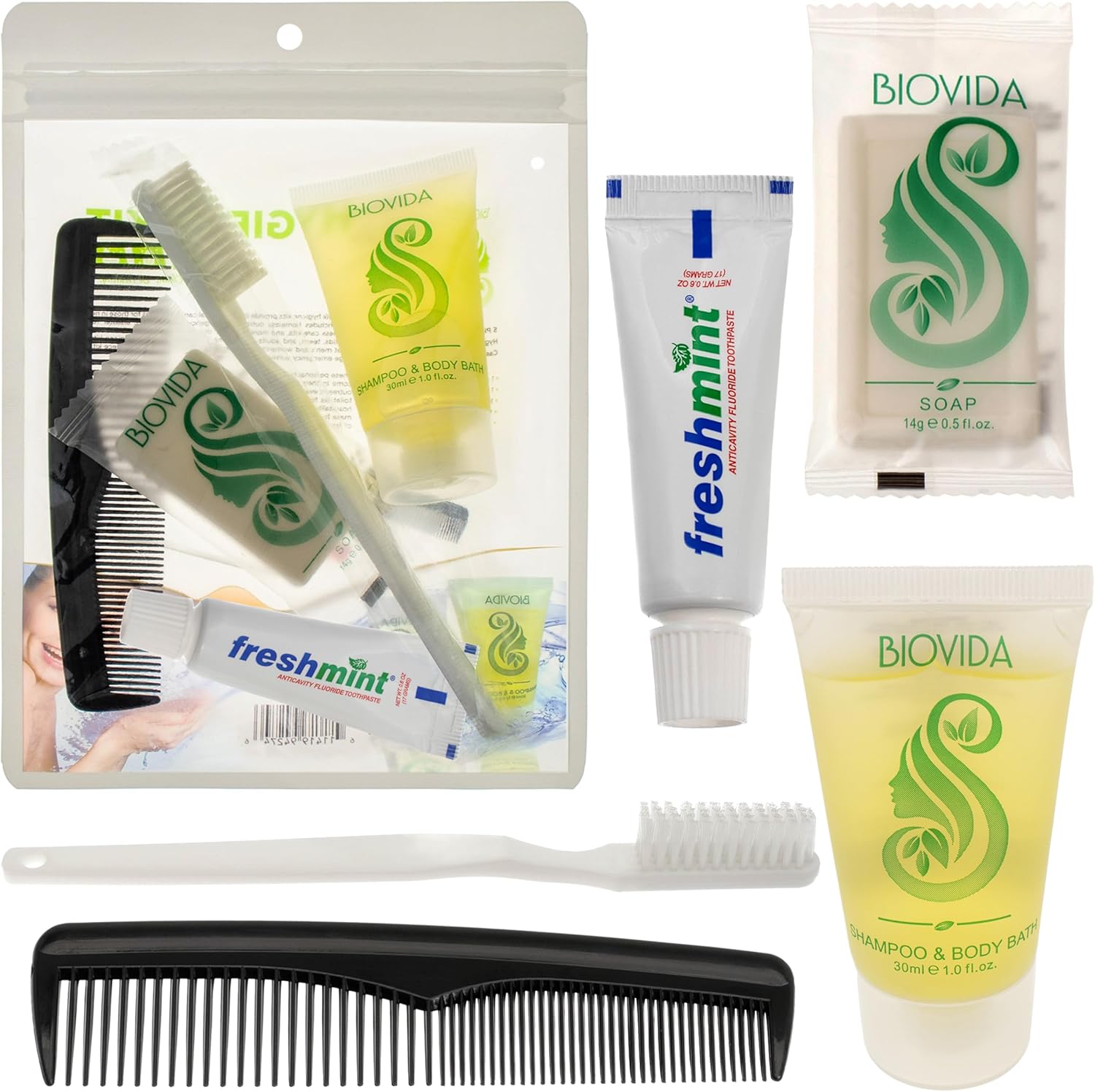 Moda West 24 Hygiene Kits – Bulk Case of Wholesale Basic Toiletry Kits for Men, Women, Travel, Charity 5 Pc Kit