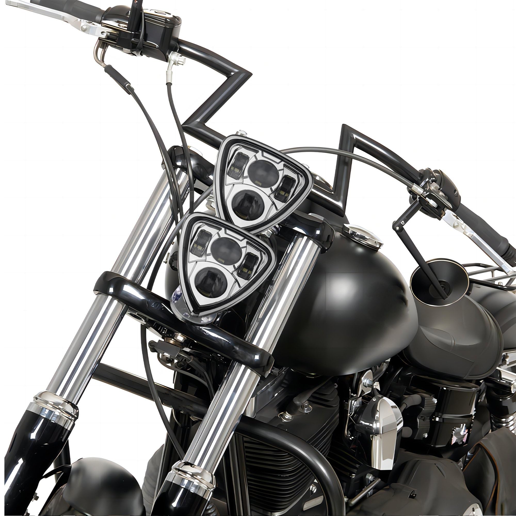 Faros Motocicleta Luz Triangular LED para Motocicleta LED Antiniebla | Luz Triangular LED Para Motocicleta Soporte Conexión Doble Lámpara Para Touring Para Chopper Para Bobber